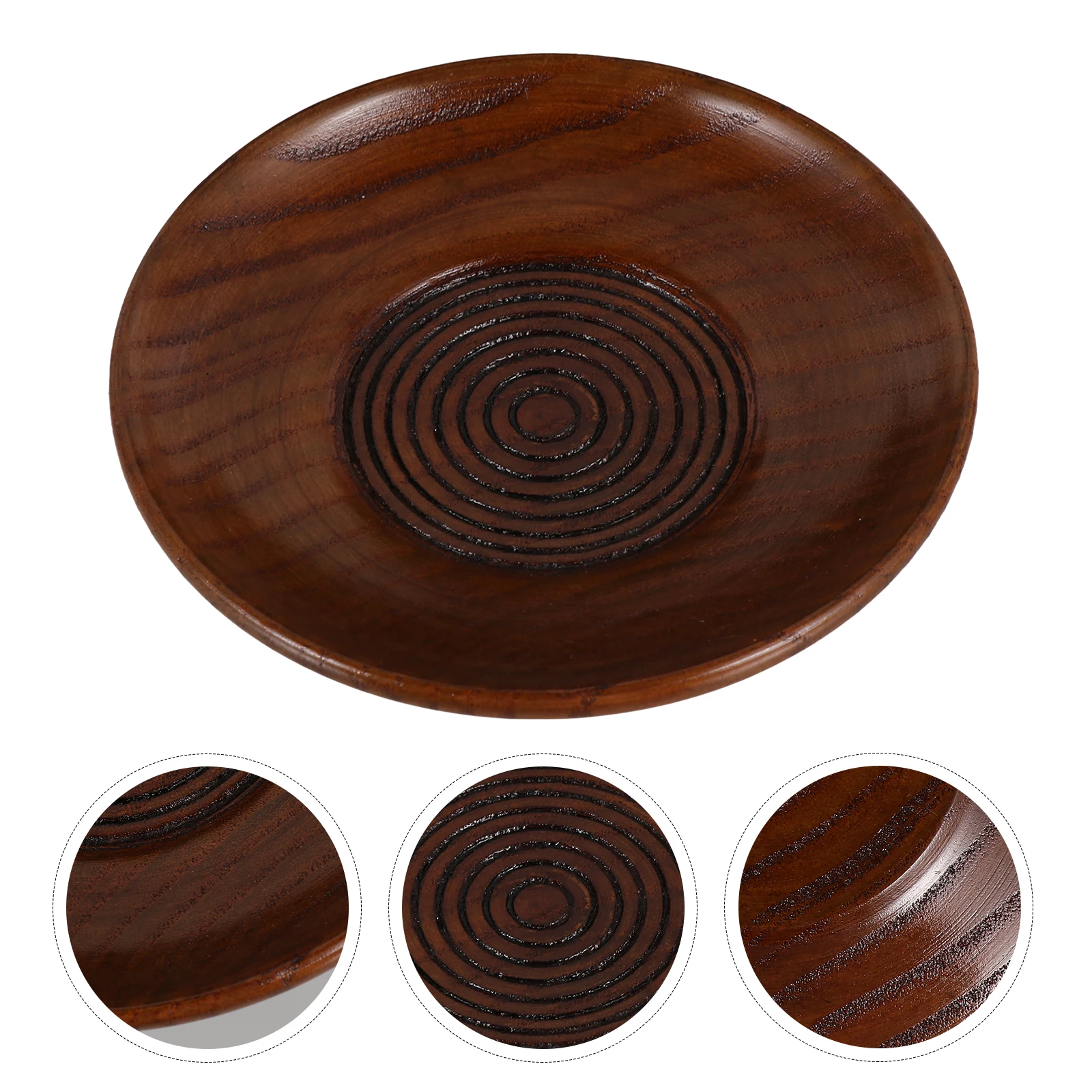 

Snack Plate Round Coaster Coffee Cup Cushion Pad Diatomite Dark Brown Wood Tableware Mat Teacup Cushion Dessert Snack Plate