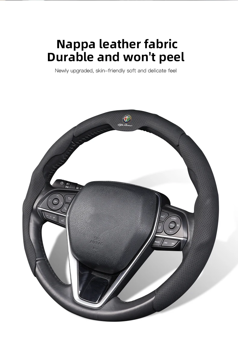 Nappa-Leder Dreistufiger Lenkrad-Antirutschschutz für Alfa Romeo 156 159 147 4C 8C 166 Giulia Giulietta GT 500 – Detail 11