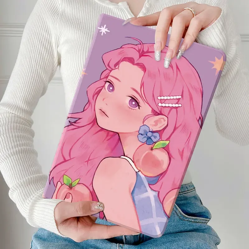 Cartoon Anime Sweet Girl Tablet Case For Samsung Galaxy Tab A8 X200 X205 10.5 Inch T500 T505 8.7 T220 T225 Cute Cover