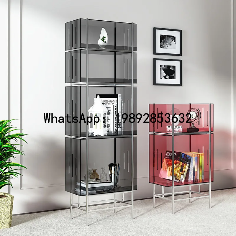 TQH Stainless Steel Acrylic Storage Rack Floor Display Rack Wall-Mounted Newspaper Magazine Rack
