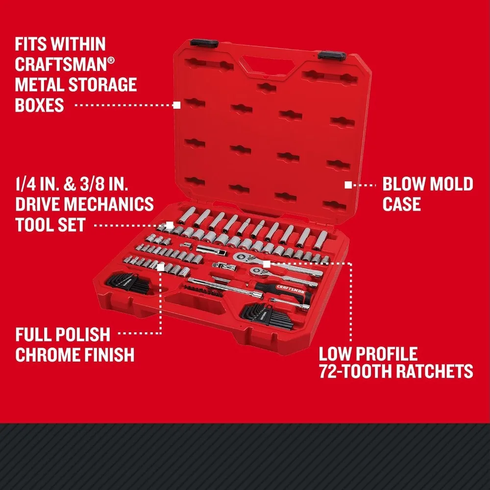 Mechanics Tool Set 83 Piece Hand Tool and Socket Set SAE/Metric