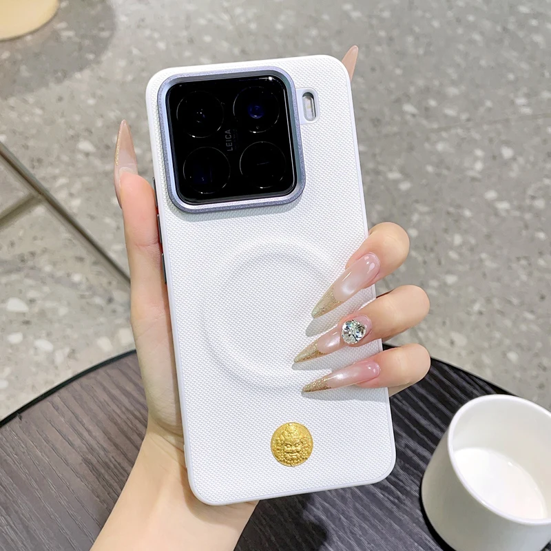 For Xiaomi Mi 17 15 14 Ultra Case Luxury Matte Leather Magnetic Wireless Charging Shockproof Hard Back Cover Accessories