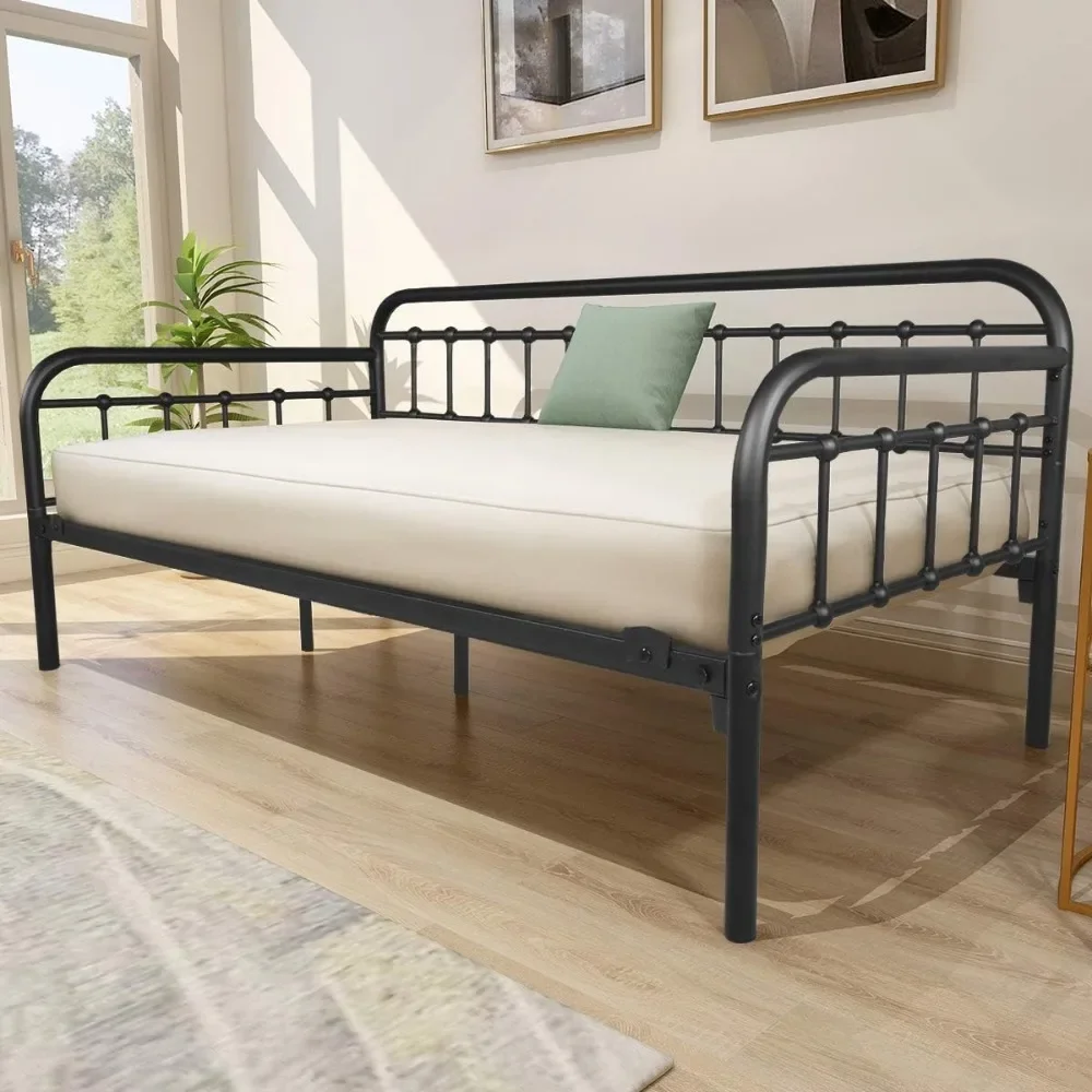 Metal Daybed Frame Heavy Duty Metal Slats Sofa Bed Platform Mattress Foundation Twin Day Bed