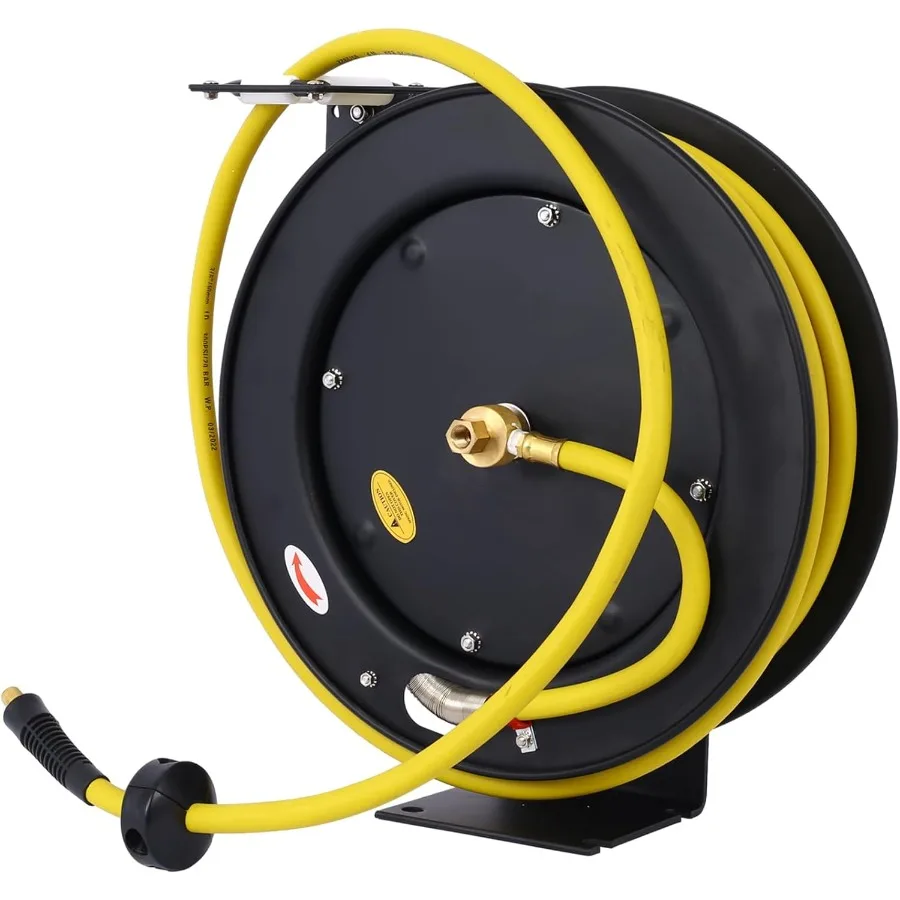 Einziehbare Luftschlauchtrommel für industrielle Baustellen, 3–8 Zoll Durchmesser x 50 Fuß Länge, SBR-Gummischlauch mit maximaler Vorrichtung