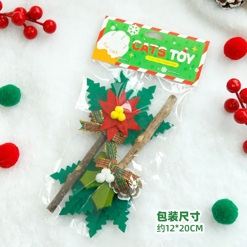 New Cat Toy Christmas Gift Set Polygonum Wood Christmas Tree Teething Stick Pet Supplies Cat Toys Interactive