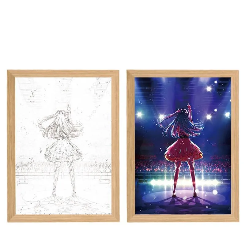 23cm/9.06in I Push The Kid 3D Anime Light Painting Led Night Lamp Wild Star Love Cartoon Led Peripherals Gift Bedroom Decoration