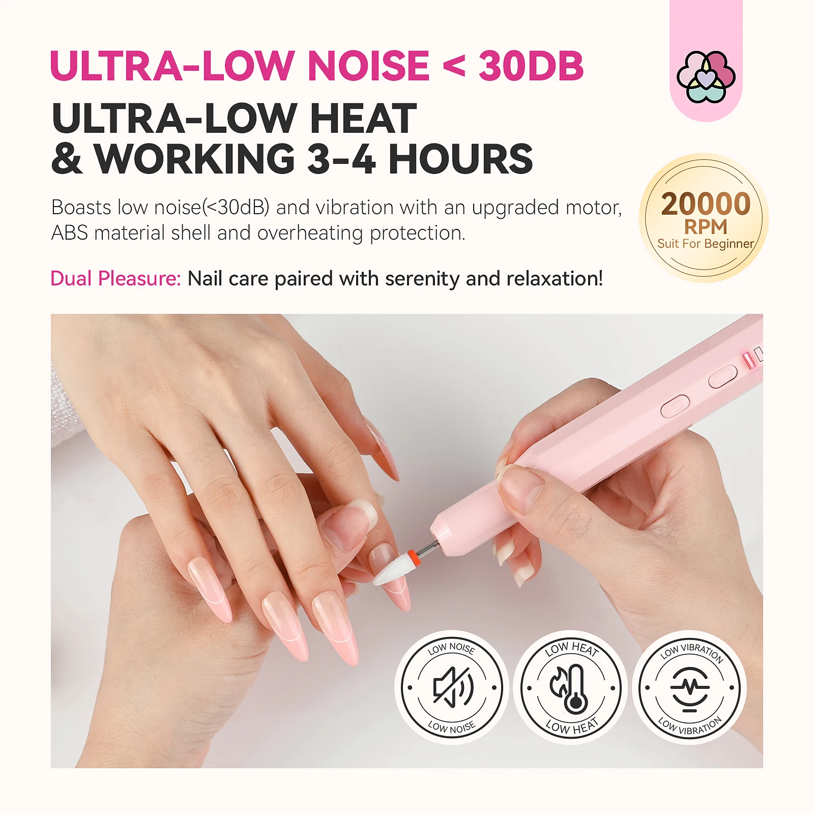 SAVILAND Lima per unghie portatile Cura Trapano elettrico per unghie Ricaricabile 20000 giri/min Strumenti per manicure e pedicure con punte complete