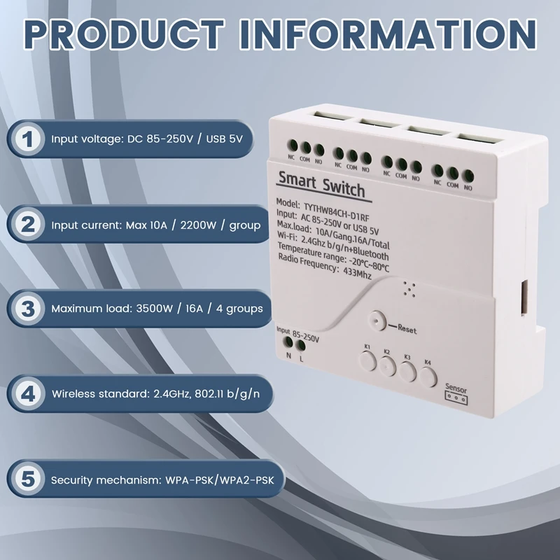 Tuya Wifi Smart Switch Temperature Humidity Sensor Monitor AC 85-250V Wireless Smart Switch With RF Remote Controller