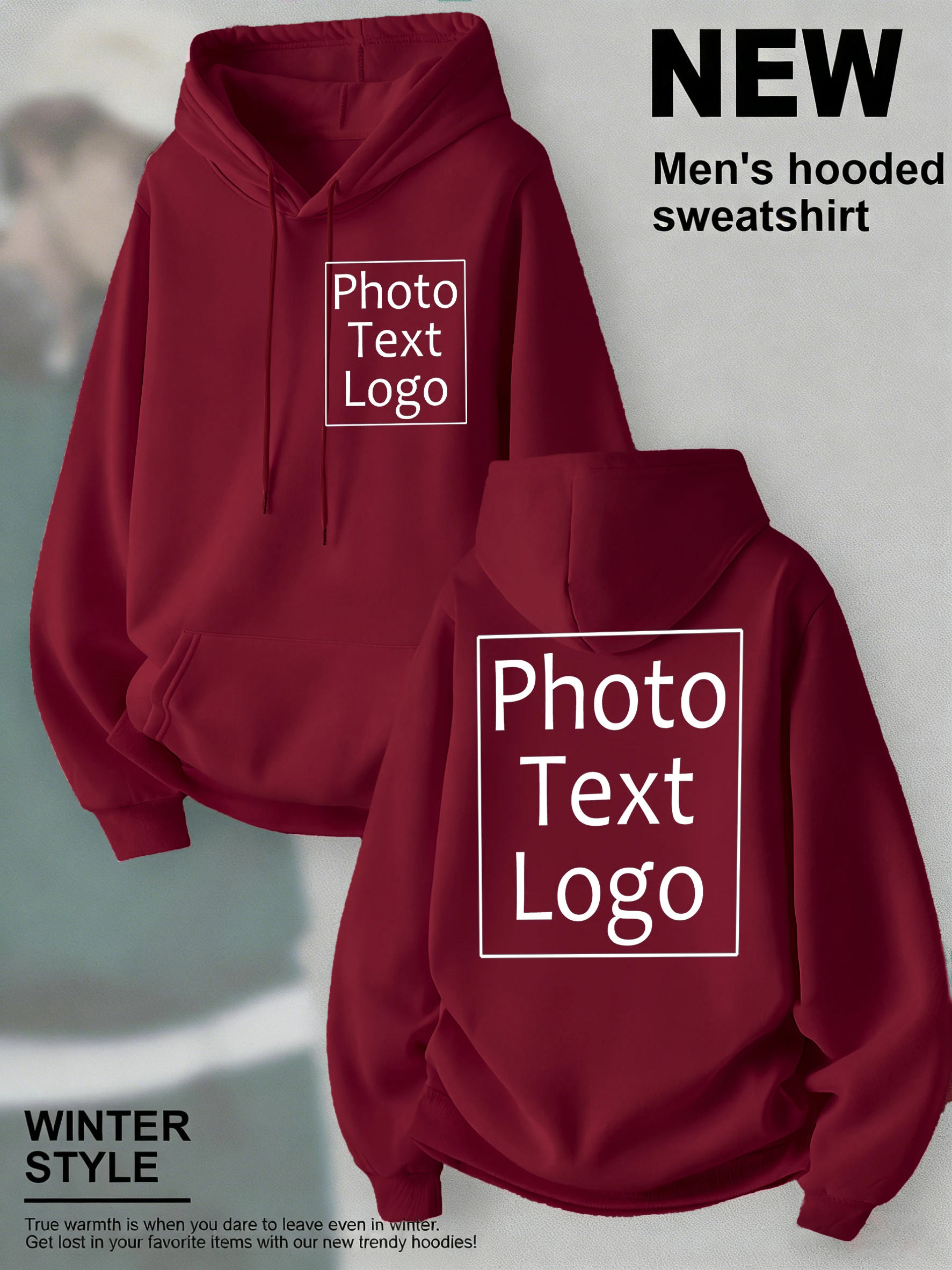 Personalisierter, individuell gestalteter Herbst-Freizeit-Sport-Hoodie für Herren, Fleece-Team-Basic-Sweatshirts, Streetwear, Büro-Arbeitskleidung, kreative Kleidung – Detail 18