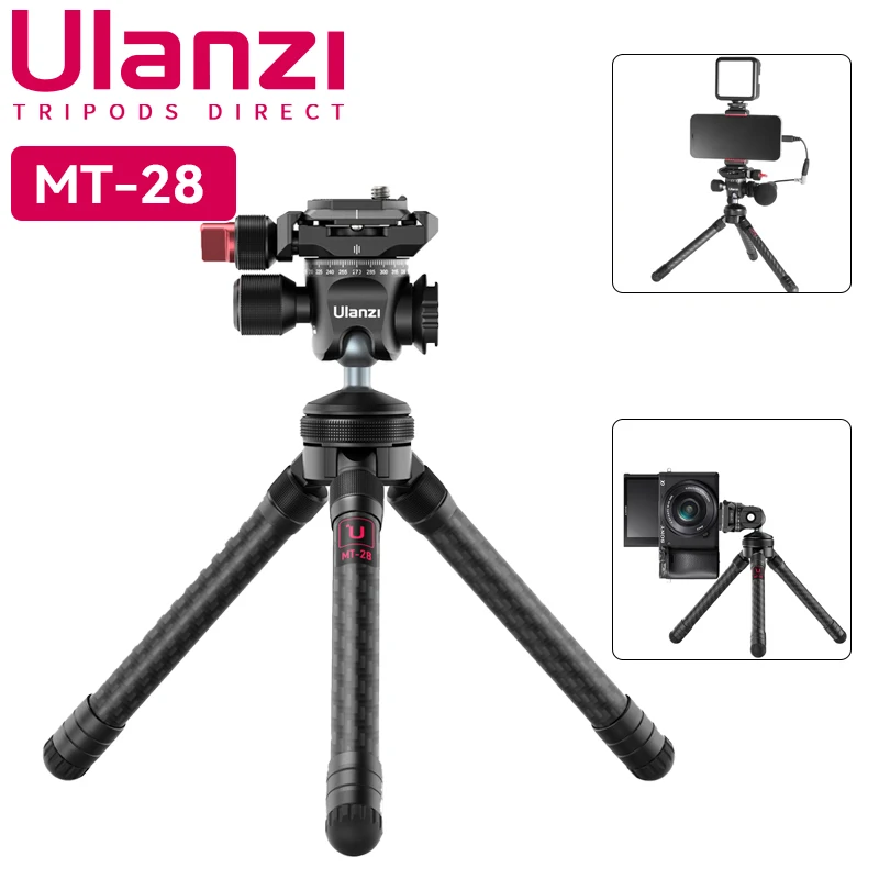 Ulanzi MT-28 Portable Carbon Fiber Tripod With 360° Multi-functional Panoramic Ball Head For Sony Canon Camera iPhone 15 Stand