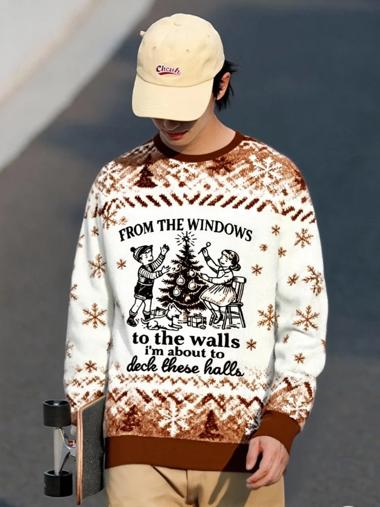 

Винтажный уродливый свитшот с рождественским принтом, мужские шикарные пуловеры с длинными рукавами и круглым вырезом, осень 2022, туники большого размера в стиле Харадзюку