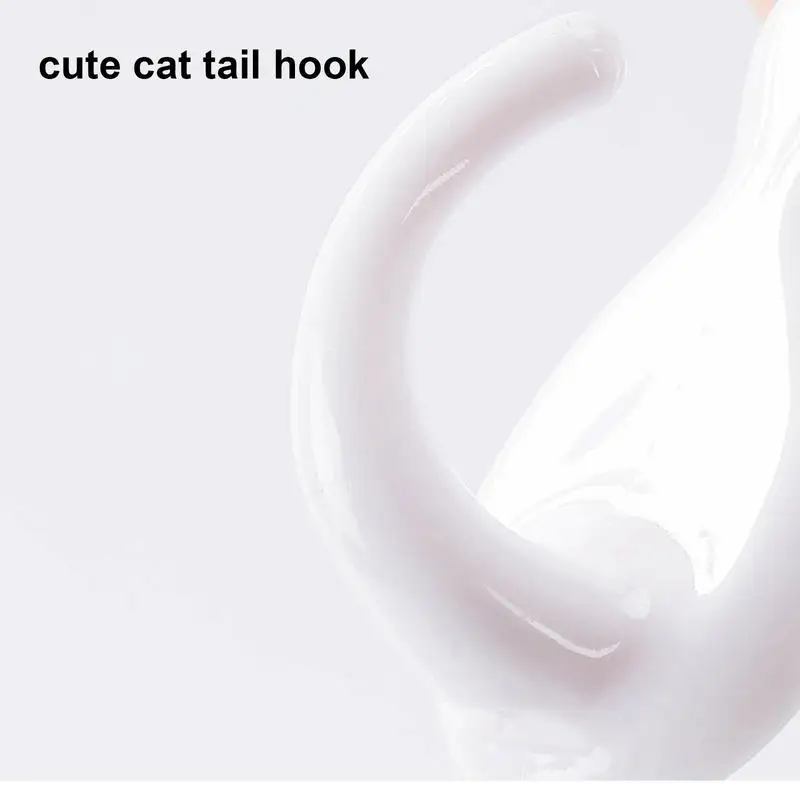 2pcs Cartoon Cat Shape Wall Hooks Self Adhesive Solid Color Wall Hangers Decorative for Kitchen Bathroom