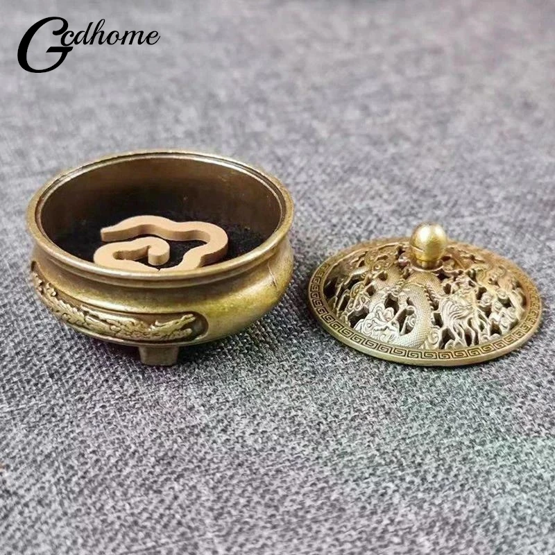 Antique Pocket Dragon Phoenix Incense Burner Hollow Incense Mini Ornaments Chinese Ancient Tea Desk Decor Office Decoration