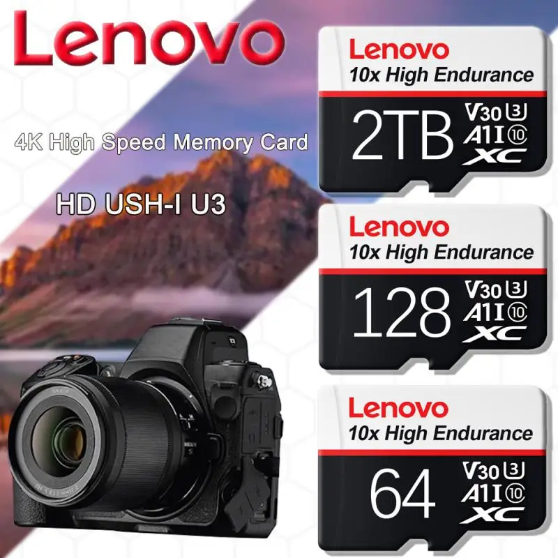 Lenovo-カメラ用のオリジナルのマイクロメモリカード,gopro dji Nintendo Switch用のフラッシュカード,TFカード,c10,u3,4k,hd,trans,128GB,新しい
