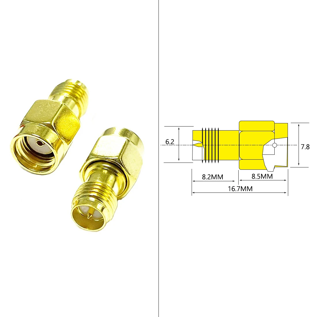1pc RP SMA Female Jack  to  Reverse  Male Plug RF Coax Adapter Convertor  Straight  Goldplated NEW Wholesale