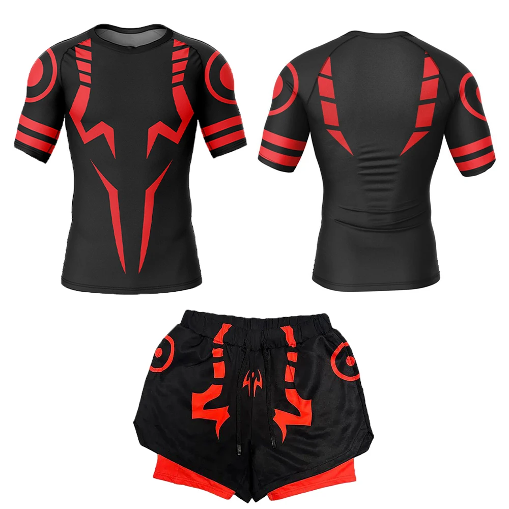 Anime Jujutsu Kaisen Compression Set For Men 3d Printed Compression Shirt+2 In 1 Double Layer Pants Workout Gym Performance Suit