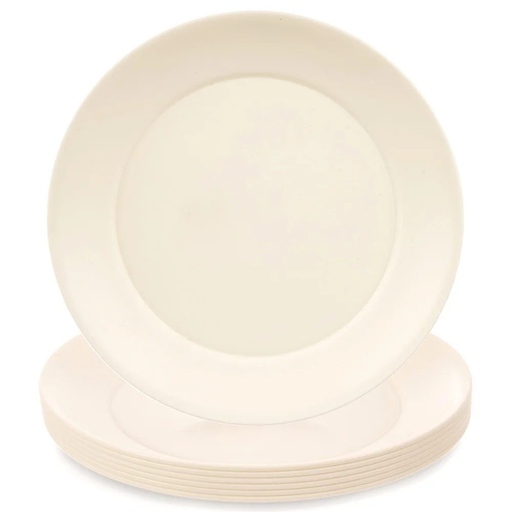 SANDY 23,5 cm Ondiepe plastic crèmekleurige dinerborden 6 stuks