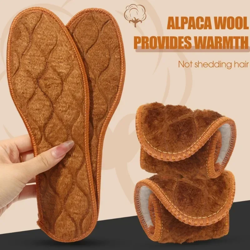 2/10pcs Winter Warm Alpaca Wool Insoles Thermal Thicken Plush Sports Shoe Sole Soft Snow Boots Shoes Heat Pad Inserts Unisex