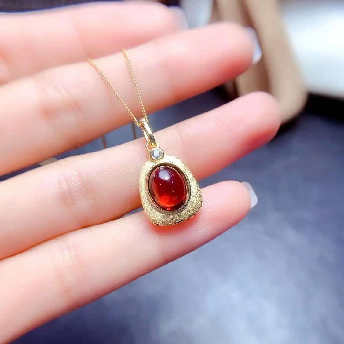 

High Quality Garnet Pendant Natural Real Garnet 925 Sterling Silver Women's pendant Birthday Gift Wholesale