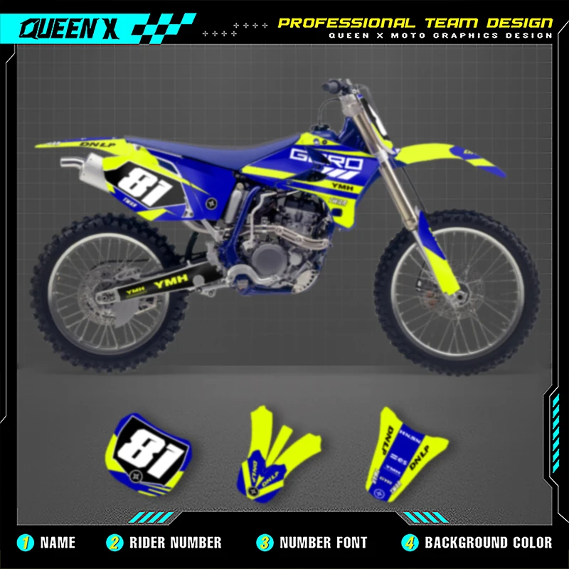 

Мотоциклетные графические наклейки QUEEN X MOTO для YAMAHA YZF250 450 2005 2003 2004, наклейка на мотоцикл 004