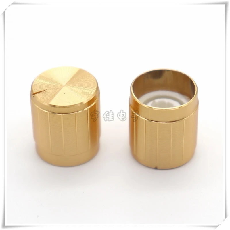 5PCS 15*17MM Aluminum Alloy Knob Cap Potentiometer Knob Cap Golden Metal Adjustment Switch Cap Flower Shaft 6MM