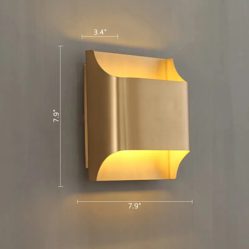 Artistic brass material upper and lower wall lights with high texture gold interior
