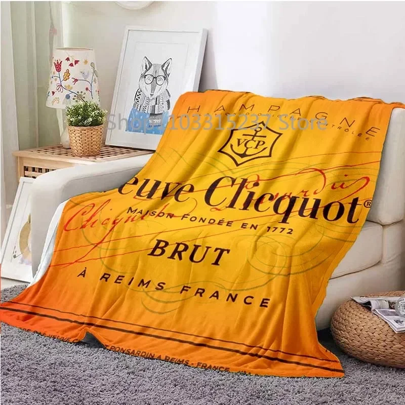 Champagne V-Veuve-Clicquot Throw Blanket, Lightweight Warm Sofa Bed Bedroom Bathroom Livingroom Office Car Knee Pads Blankets