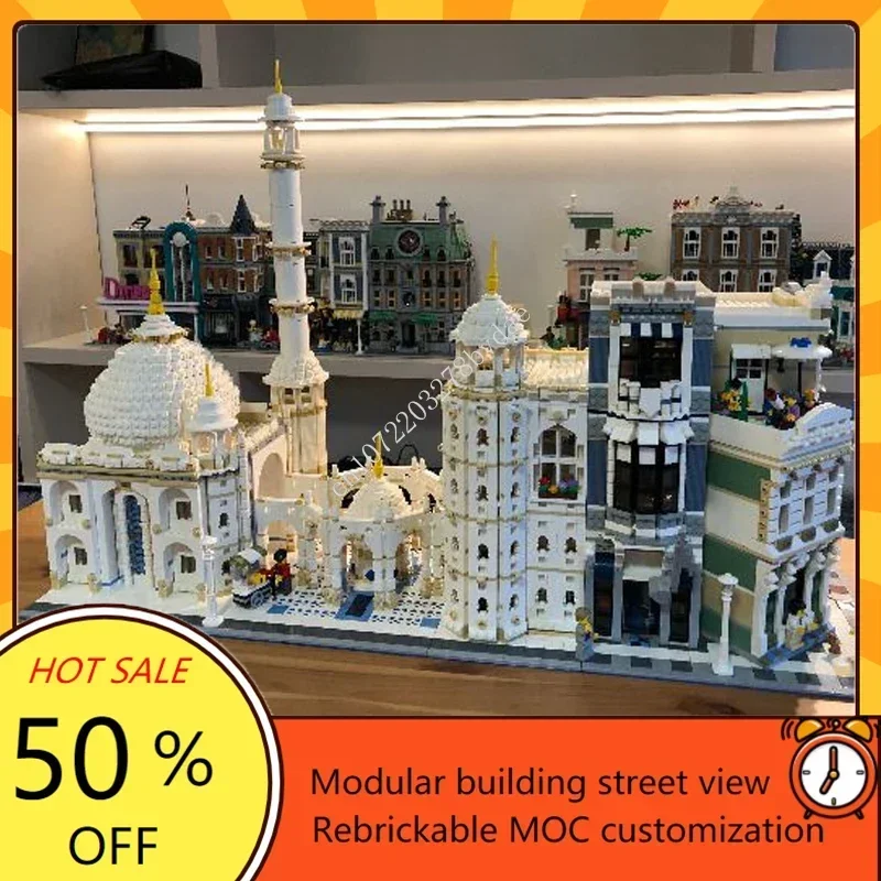 7048pcs kunden spezifische moc Moschee Eckhaus Gasse Gebäude Straßen ansicht Modell Bausteine Ziegel DIY Montage Spielzeug Weihnachts geschenke