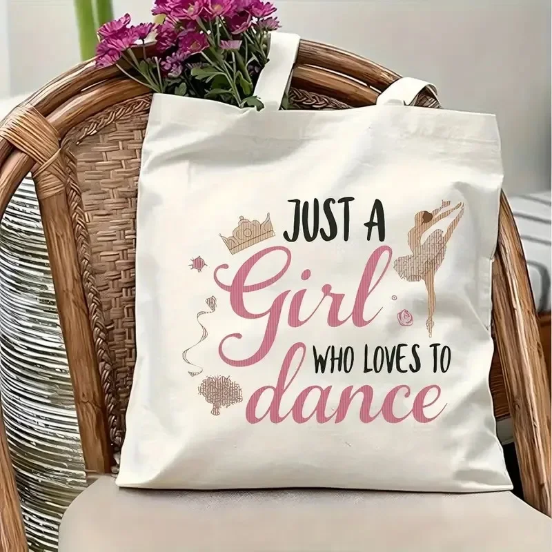 

Ballet Themed Shoulder Bag Cute Kawaii Ladies Tote Bag Playful Ballet Dancer Silhouettes Design for Casual Outings Everyday Use