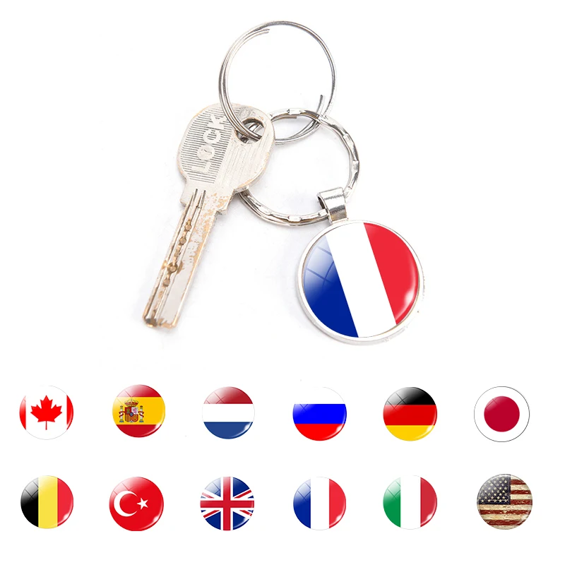 

Nathional Flag Bag Pendant Keychain United Kingdom Russia Israel France Spain USA Flag Key Rings Car Key Chain Keyrings