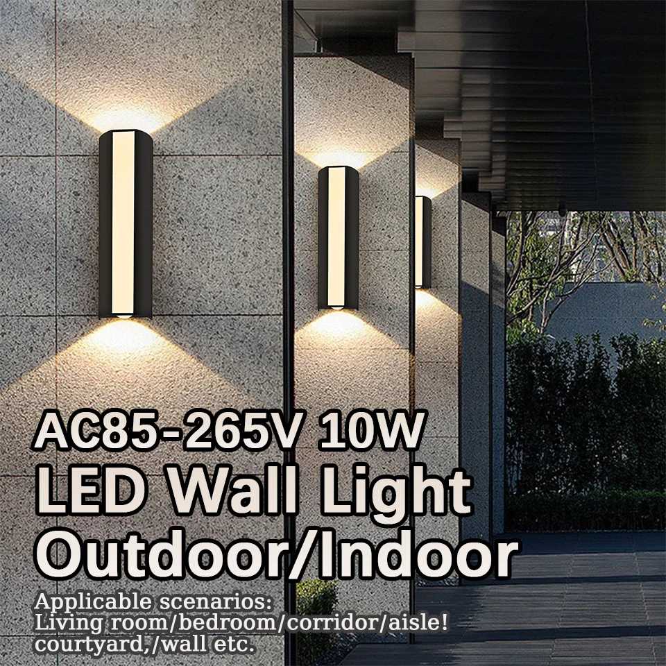 

Up&Down LED Wall Lamp AC85-265V 10W Outdoor Indoor LED Strip Light Modern Wall Lights Decor For Living Room Corridor Porch Light
