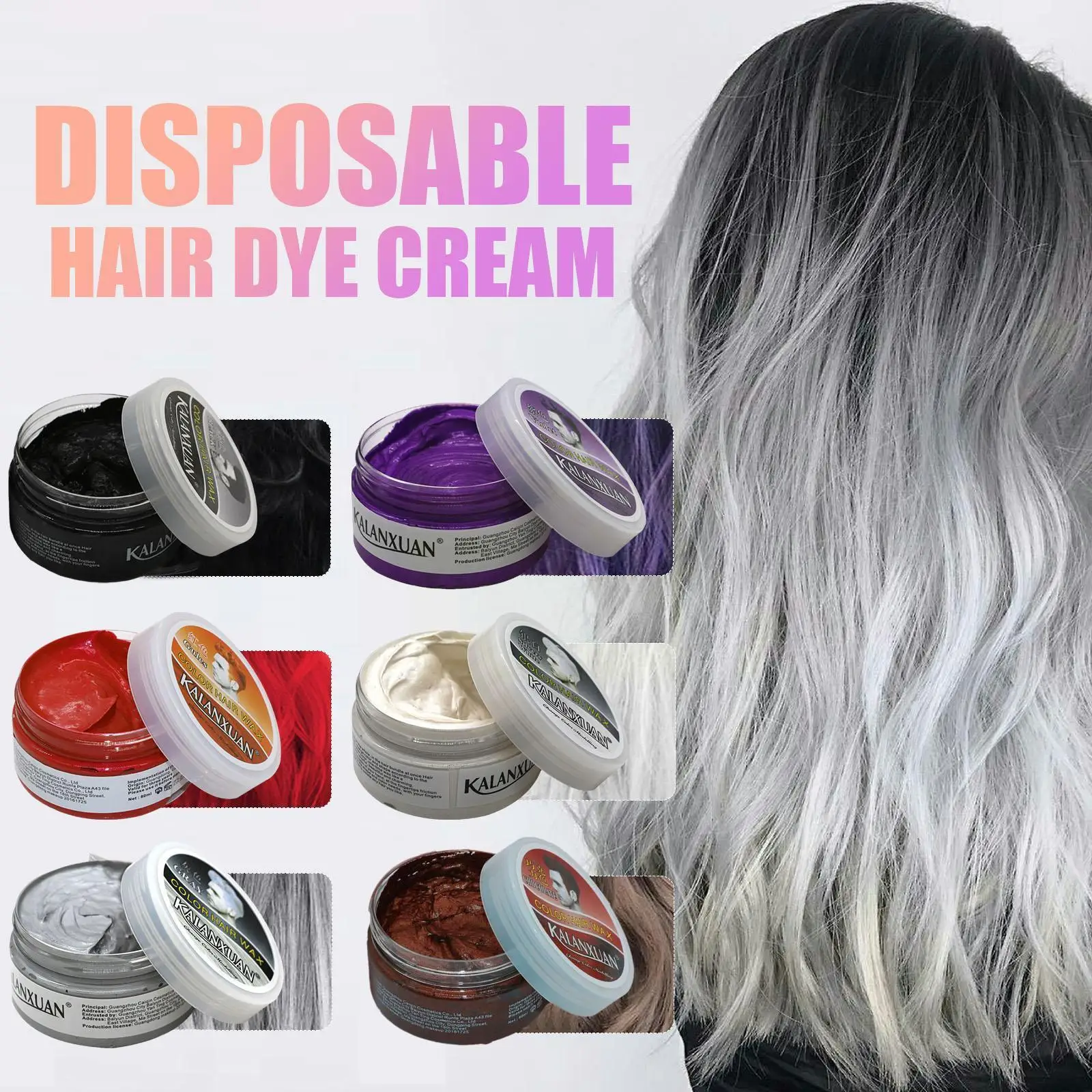 New 9 Color Fashion Temporary Color Dye Mud Salon Hair Hair Green Wax Dye Pomade Styling Sliver Grandma Modeling Cream V2Y1