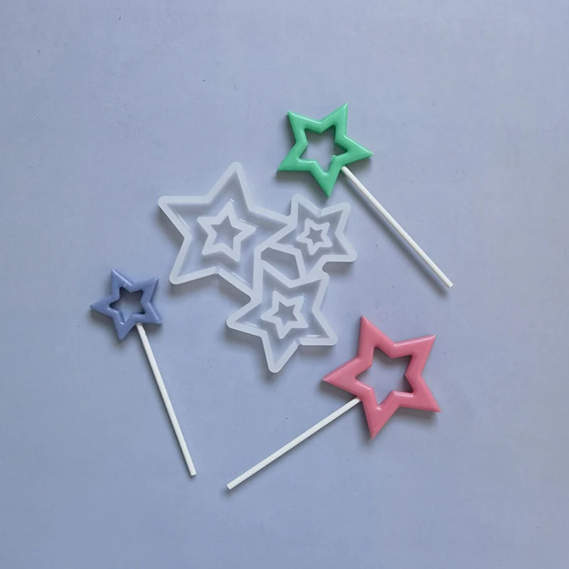 Five Pointed Star Drop Gum Lollipop Mold DIY Chocolate Coral Cheese Lollipop Silicone Mold