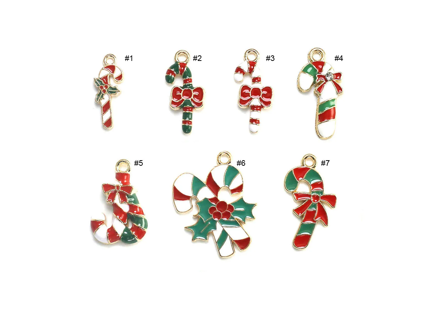 Candy Cane Charm, Enamel Christmas Charms, Dainty Earring Charms, Christmas Ornament, Jewelry Making - DY97