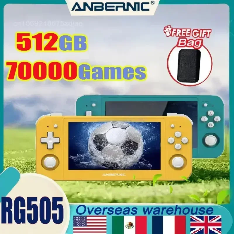 ANBERNIC RG505 4.95 Inches OLED Touch Screen Android 12 OS Handheld Game Portable Video Console 512G 70000 Games PSP Kids Gift