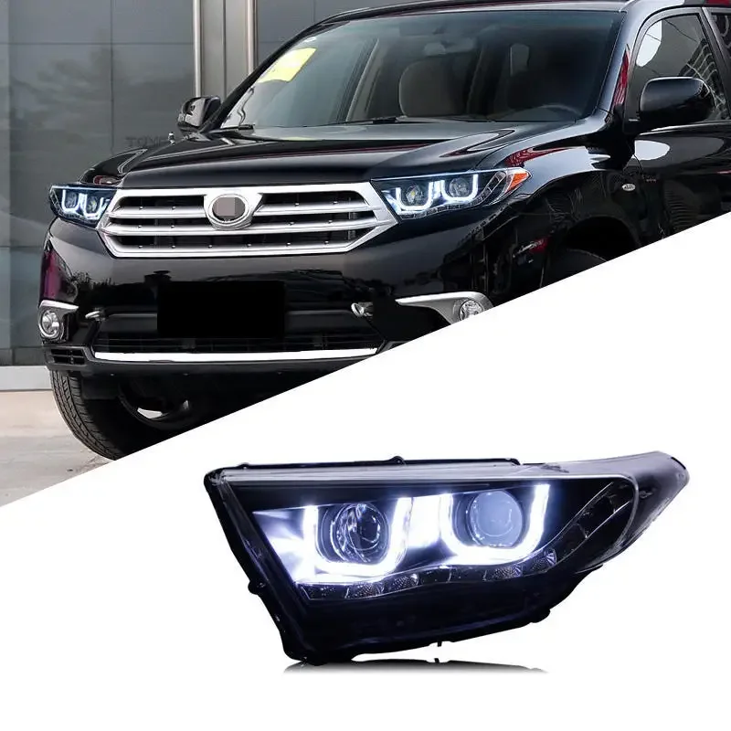 

Для Toyota 2012 2013 2014, передняя лампа Highlander, указатель поворота, U-образный цвет, линзы проектора, фары