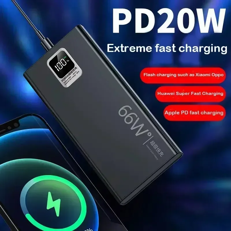 200000mAh Digital Display PowerBank 66W Super Fast Charging For iPhone Huawei Xiaomi Samsung Portable EXternal Battery Charger