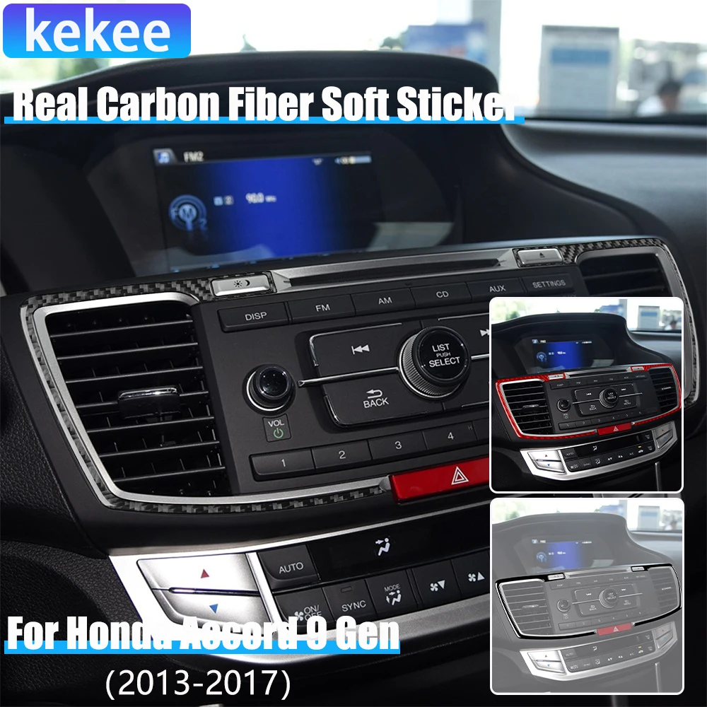

Real Carbon Fiber Car Accessories Center Console Air Vent Frame Cover Soft Sticker for Honda Accord 9th Gen 2014 2015 2016 2017