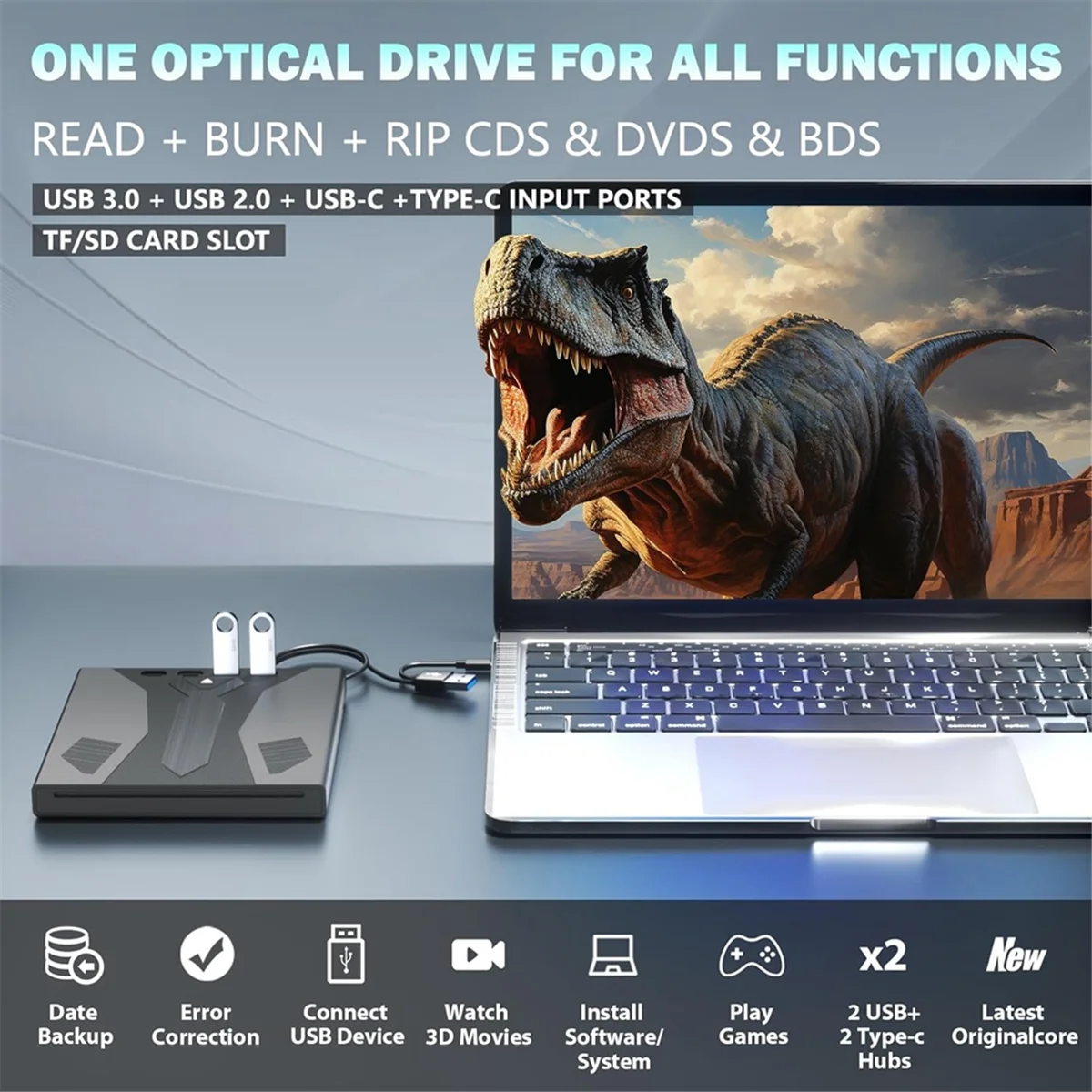 موقد محرك بلو راي خارجي، يدعم قرص 100 جيجا USB 3.0 ومشغل DVD/CD/BD من النوع C، محرك بلوراي بصري ثلاثي الأبعاد لأجهزة الكمبيوتر المحمول-A68M #3