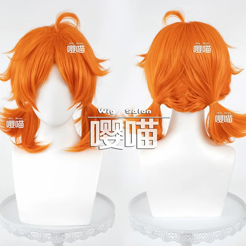 

2025 New Anime Haikyuu Hinata Natsu Cosplay Wig Double Braided Orange Hair Halloween party Role Play Wig + Free Cap