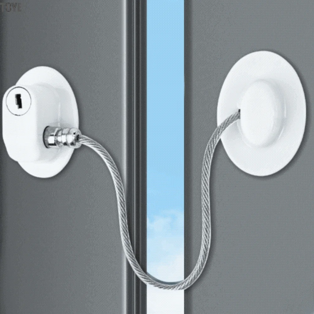 

2 шт. самоклеящиеся детские замки безопасности с ключом, стальной тросовый замок, замок для окон, без сверления, износостойкий