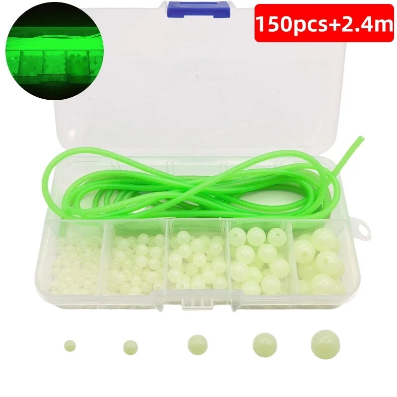 150 glow-in-the-dark fishing beads for improved visibility -Soft rubber fishing gear sleeve for saltwater and freshwater fishing