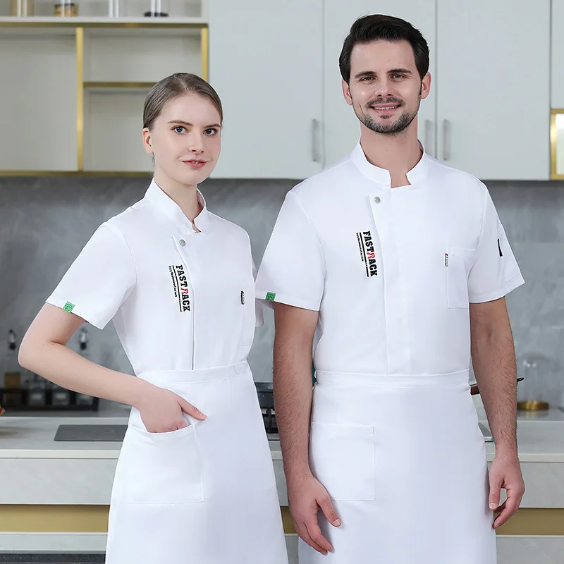 Chinese Stijl Chef Overalls Heren Korte Mouwen Zomer Ademende Keten Restaurant Hotel Keuken Bakker Kleding