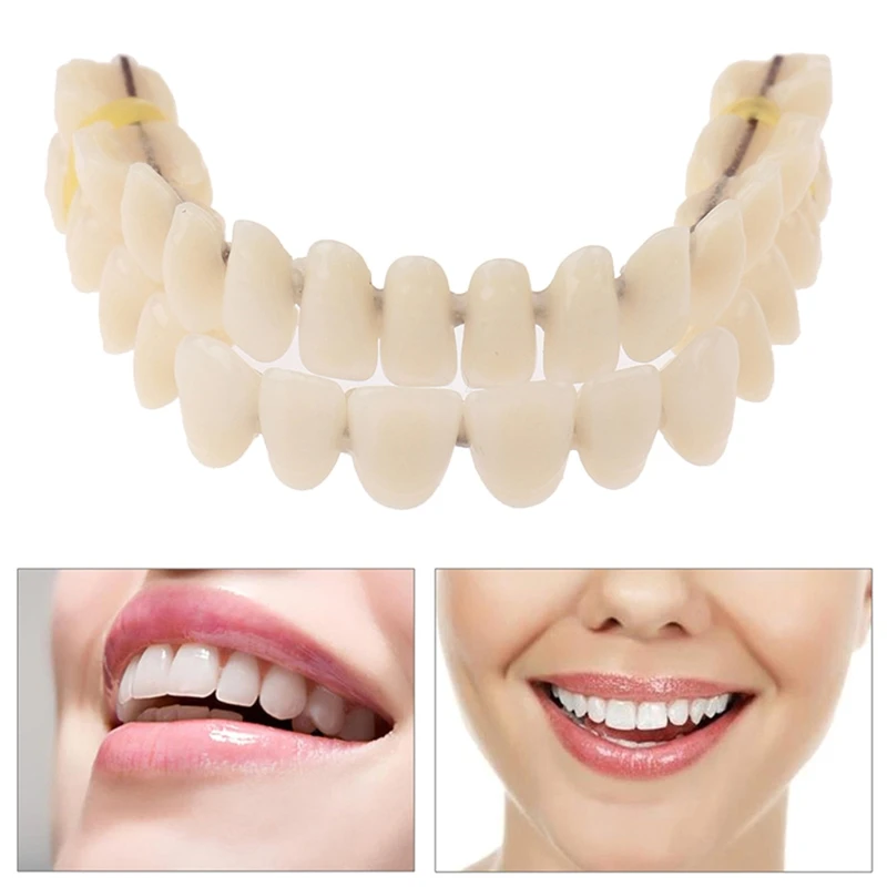 Dentadura de resina, dentadura superior e inferior, dentadura Artificial preformada, herramienta de cuidado bucal, envío directo