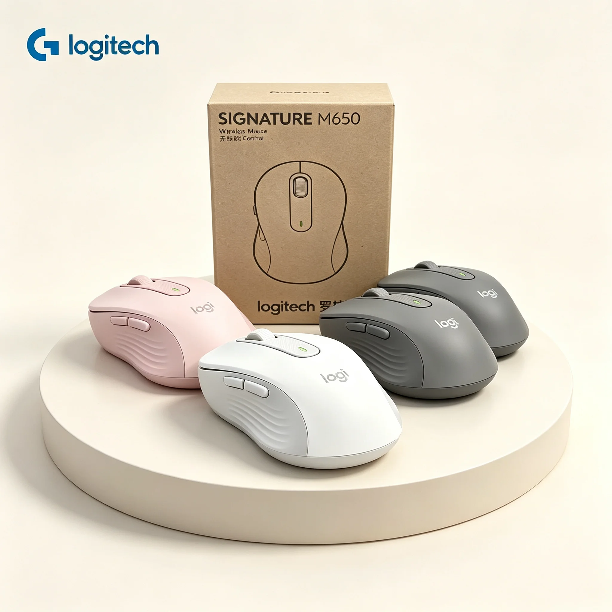 Logitech M650 Bluetooth & 2.4G Wireless Mouse Quiet Click Ergonomic Shape For Laptop Desktop