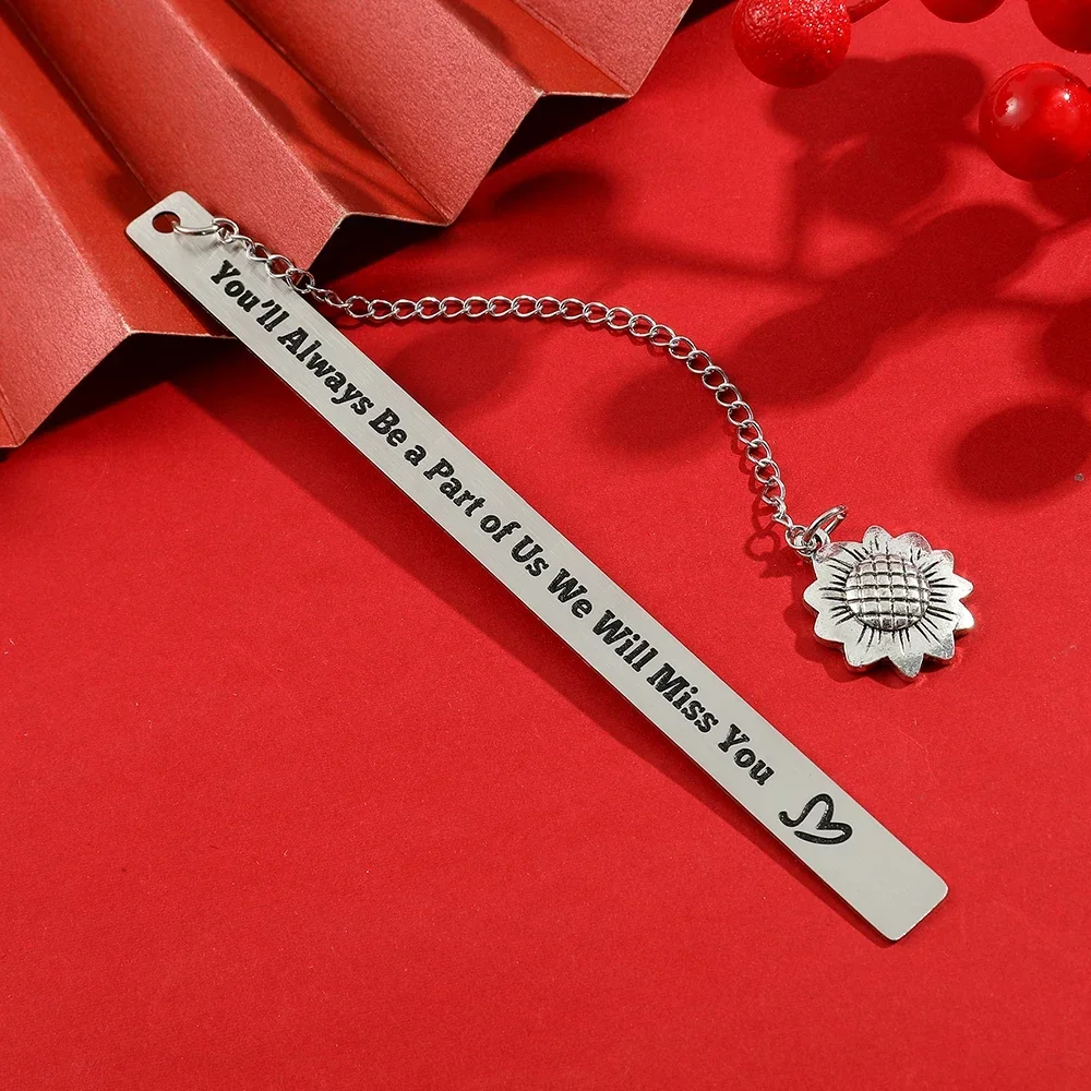Stainless Steel Sunflower Bookmark “You’ll Always Be a Part of Us We Will Miss You” Sculpture Page Marker Tools Stationery Gifts