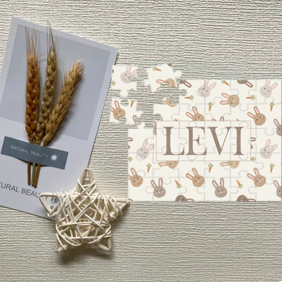 25*20 CM Personalizzato Ragazzo Coniglietto di Pasqua Nome Puzzle Cestino di Pasqua Riempitore per Bambini Regalo di Pasqua, Puzzle con Nome, Puzzle Personalizzato 5*6 Pezzi