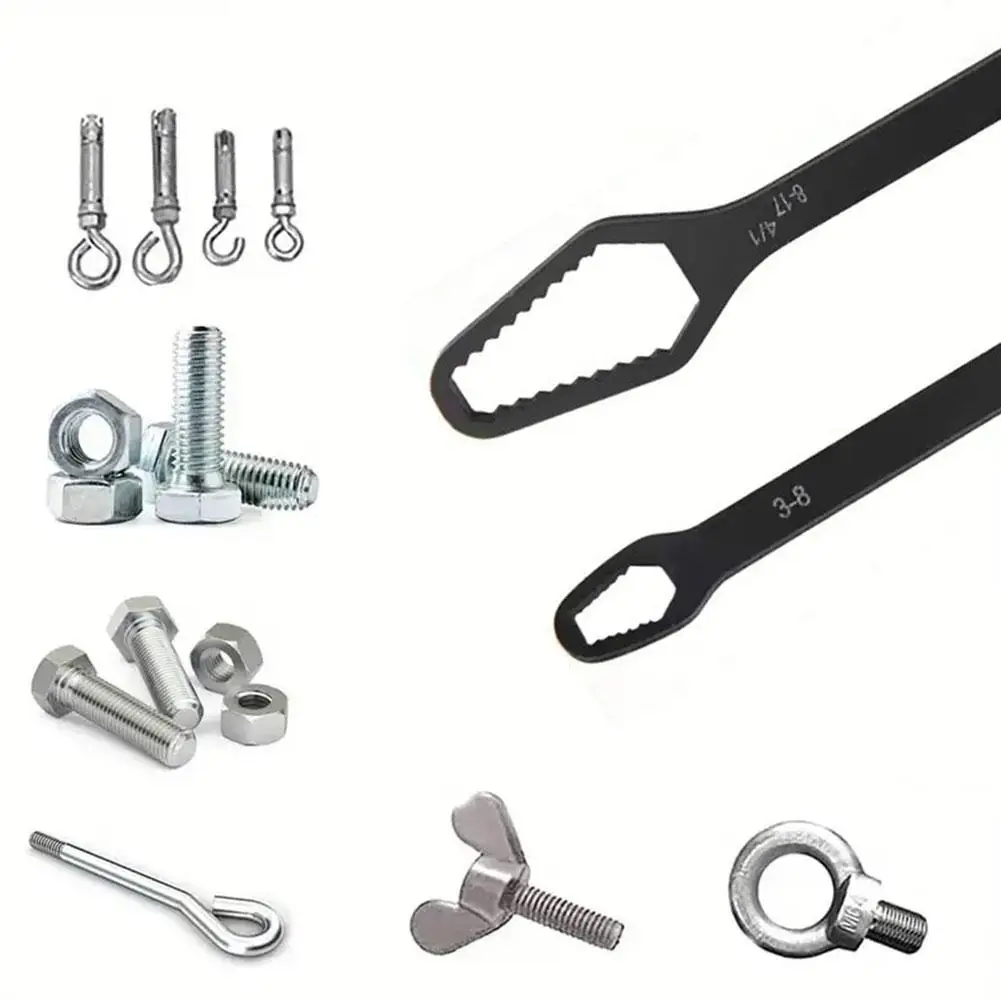 150mm Multifunctional Double Headed Wrench Self-Tightening Hand Solid Adjustable Hexagonal Wrench Double Tool Wrench Headed Q0H0