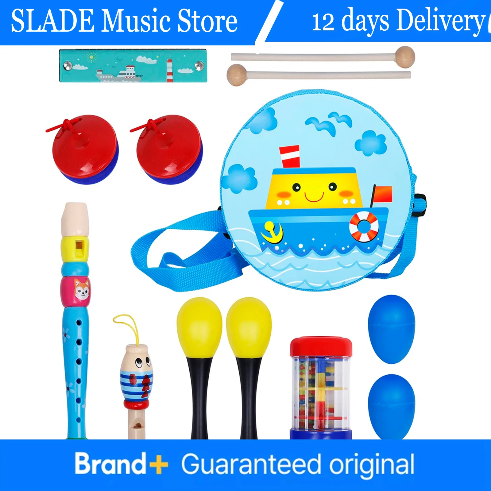 

8Pcs/Set Orff Musical Instruments Kids Musical Toy Children Early Education Rhythm Toys Toddler Christmas Gift With Carry Bag