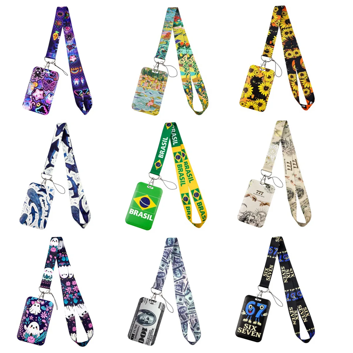 Cute Pattern Phone Lanyard Card Holder Strap Wallet Case Fashion Neck Strap Badge Holder Mobile Accessories Gift for Women